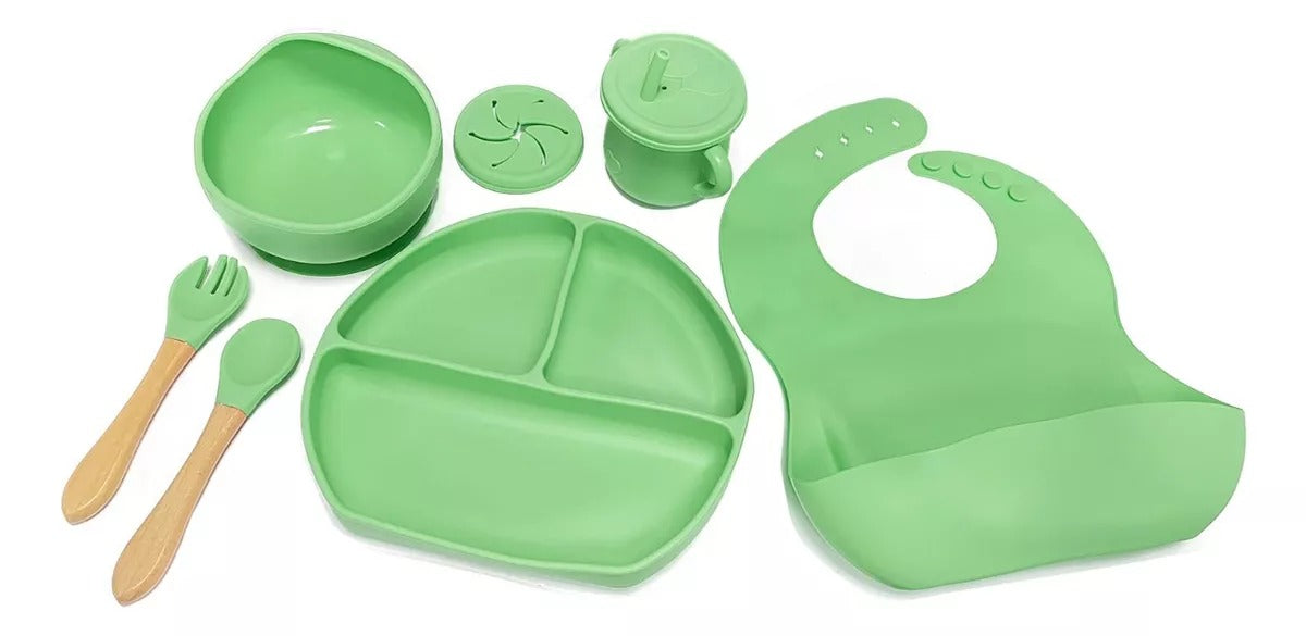 Vajilla Silicona Set X7 Bebe Babero