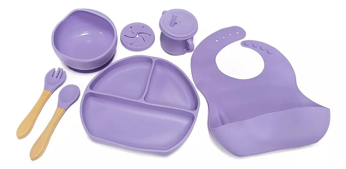 Vajilla Silicona Set X7 Bebe Babero